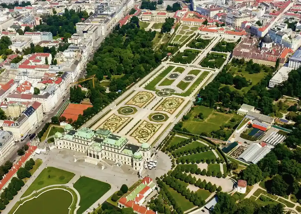 Aerial view of the Belvedere Palace