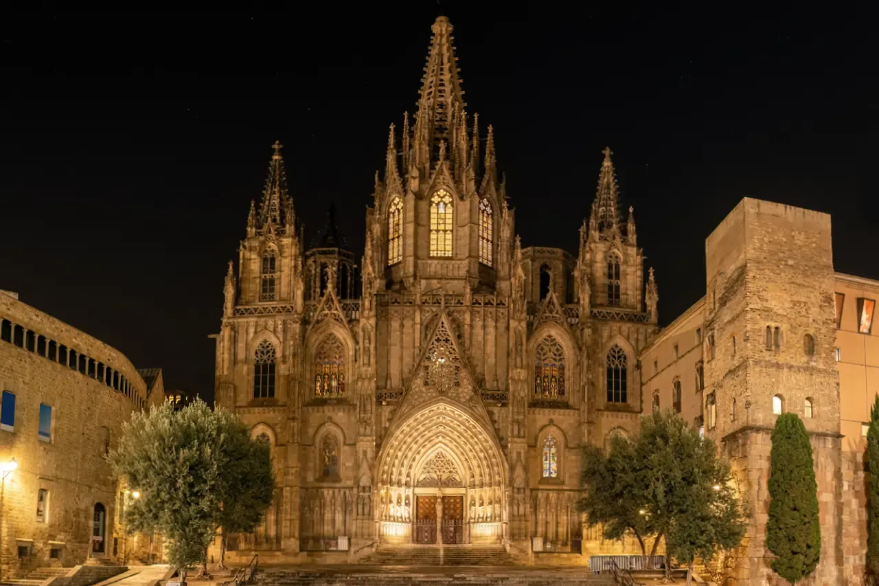 Barcelona Cathedral at night