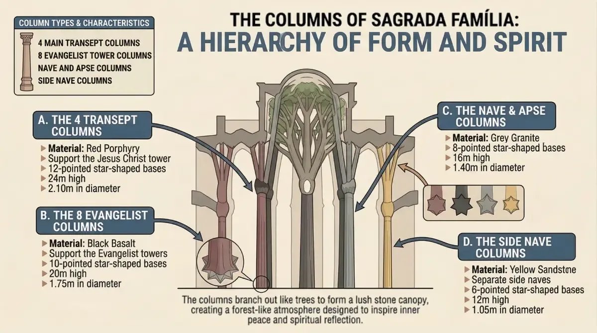 Infographic of the columns of the Sagrada Familia