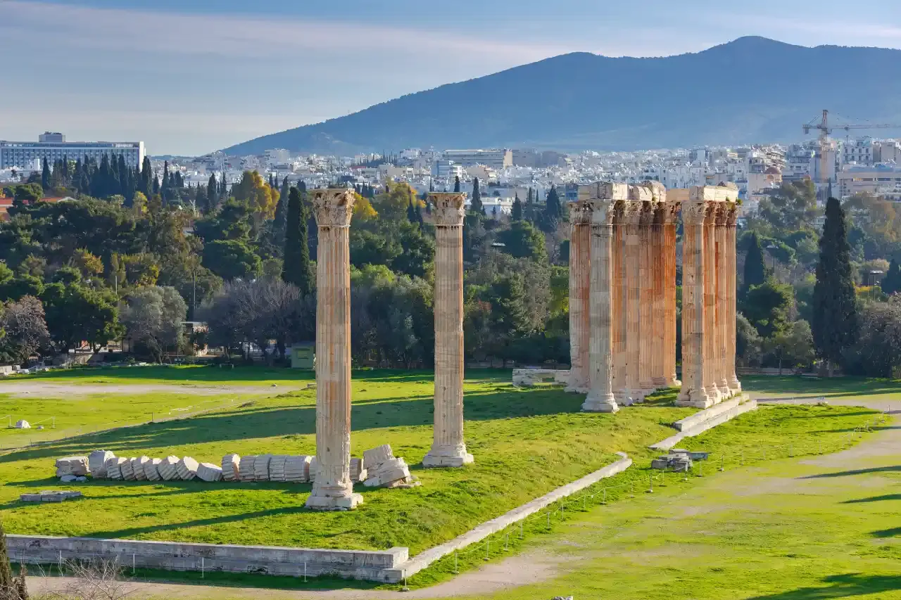 Corinthian columns of Temple of Zeus in Athens