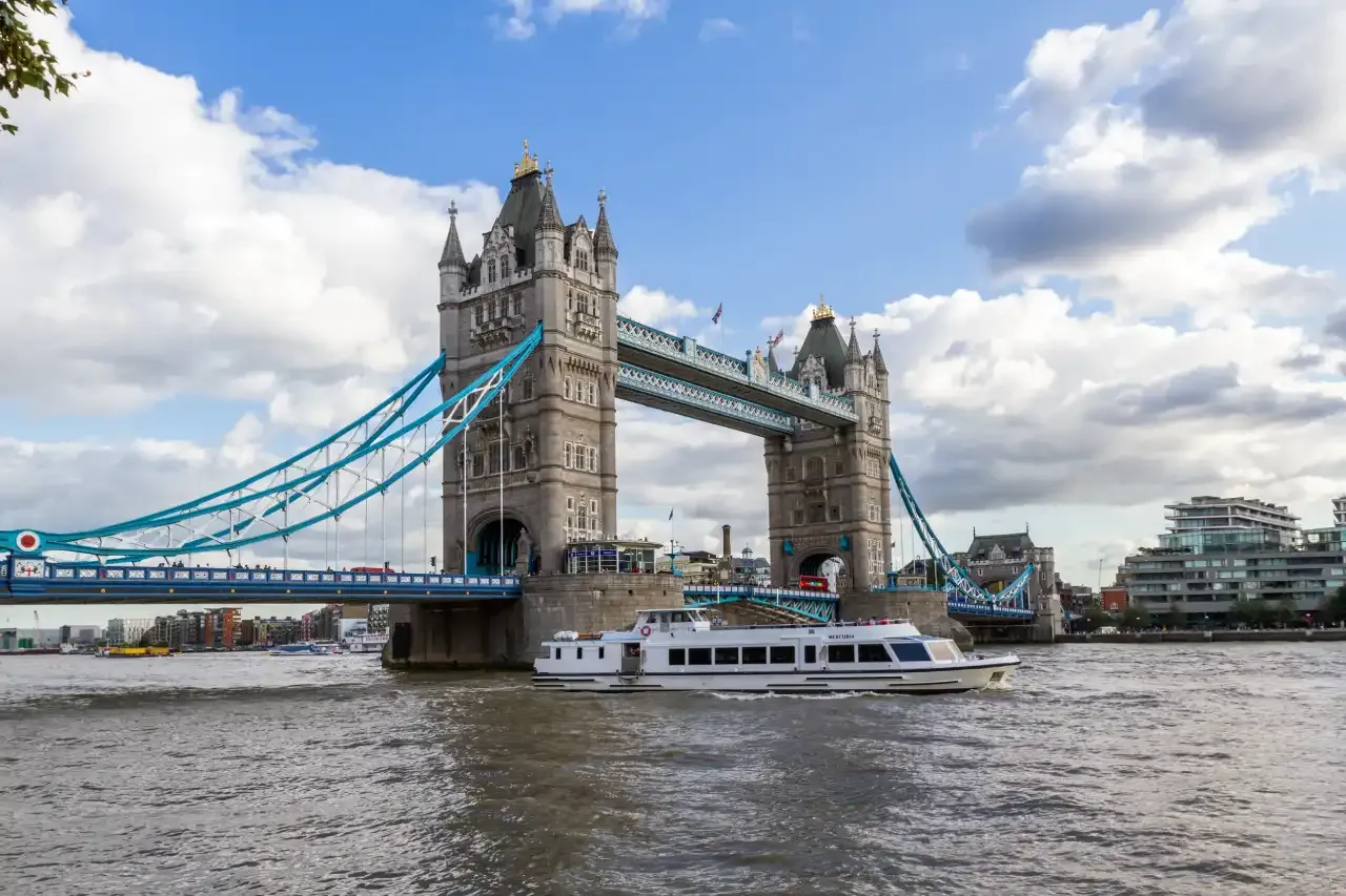 Cruise ship passing by Tower Bridge