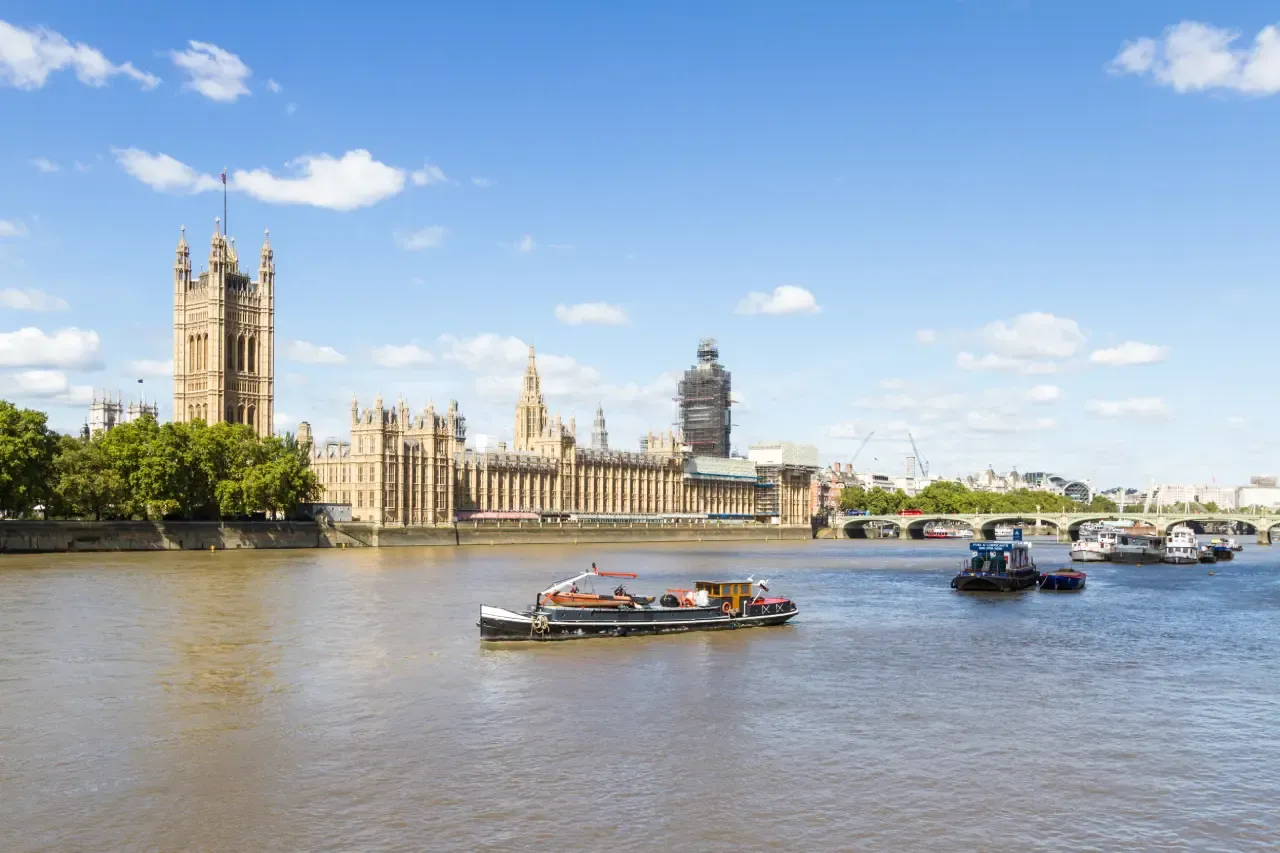 Cruise ships off the London Parliament