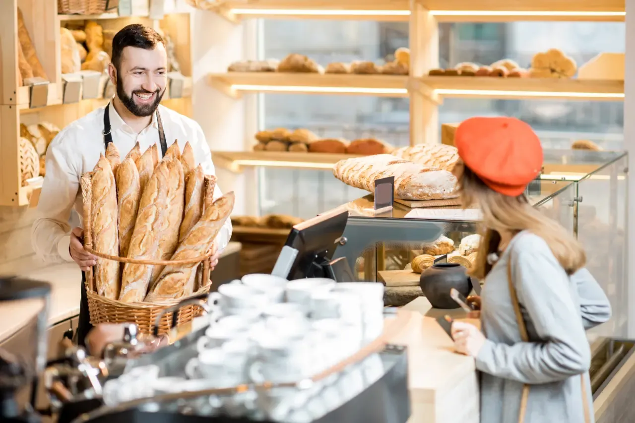 Customer at a bakery