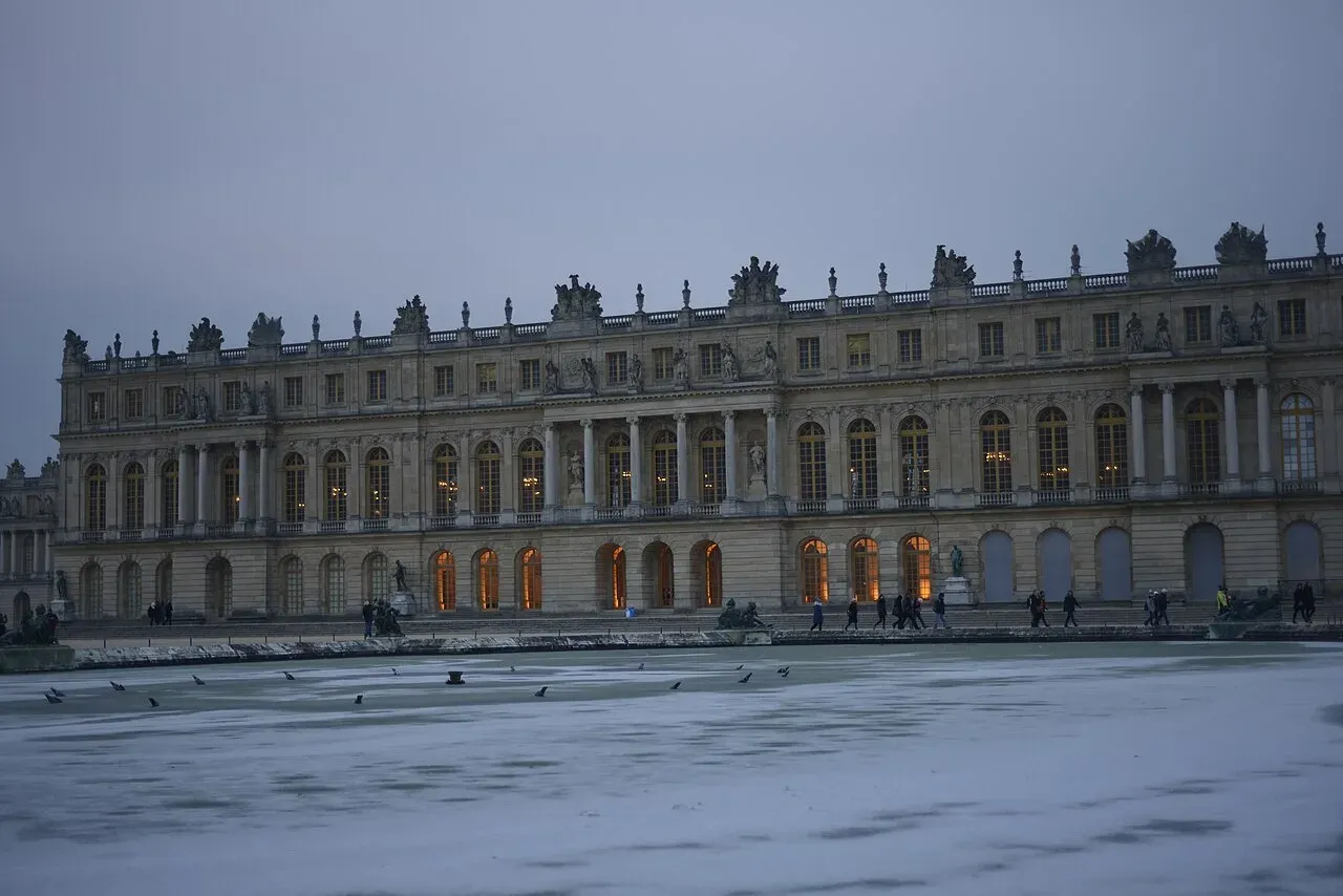 Façade of the Palace of Versailles in the winter
