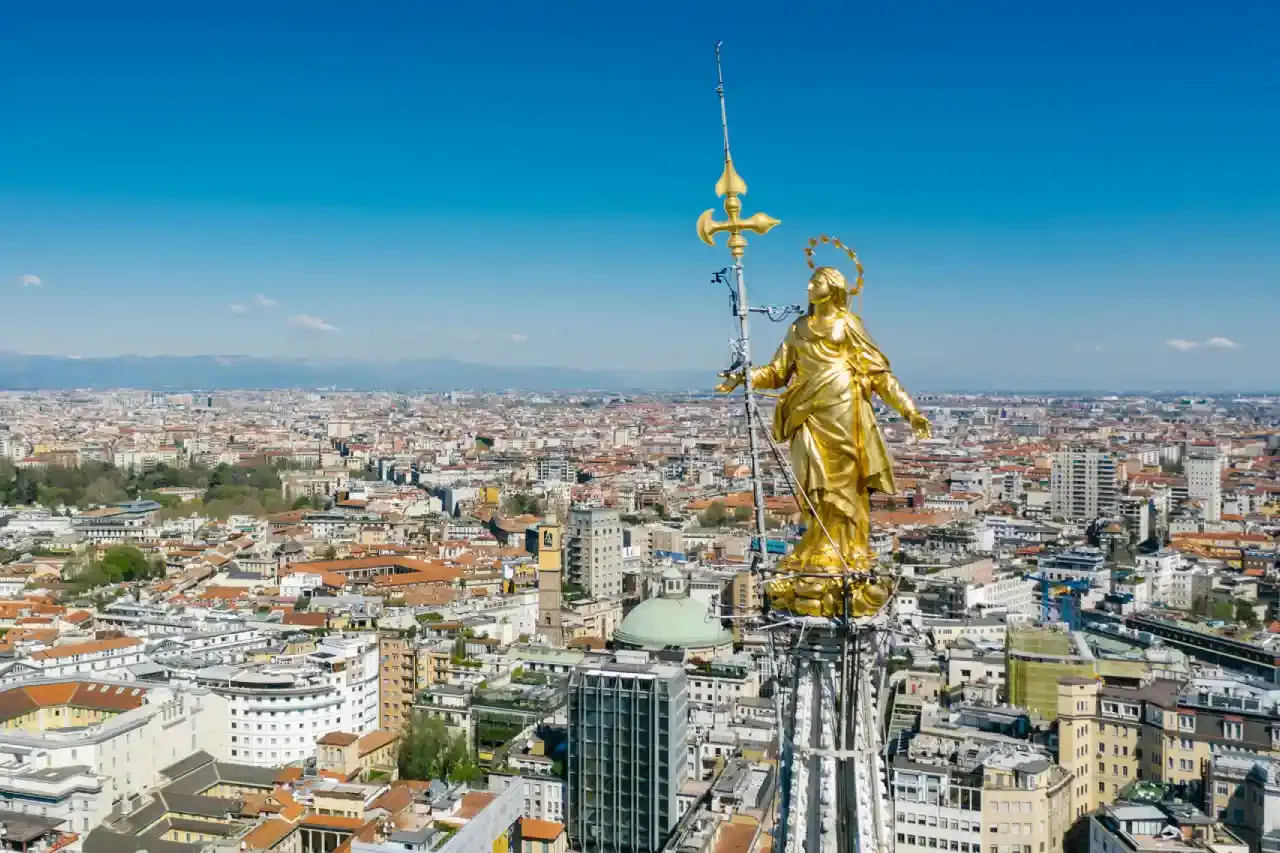 Landscape of Milan with the Madonnina