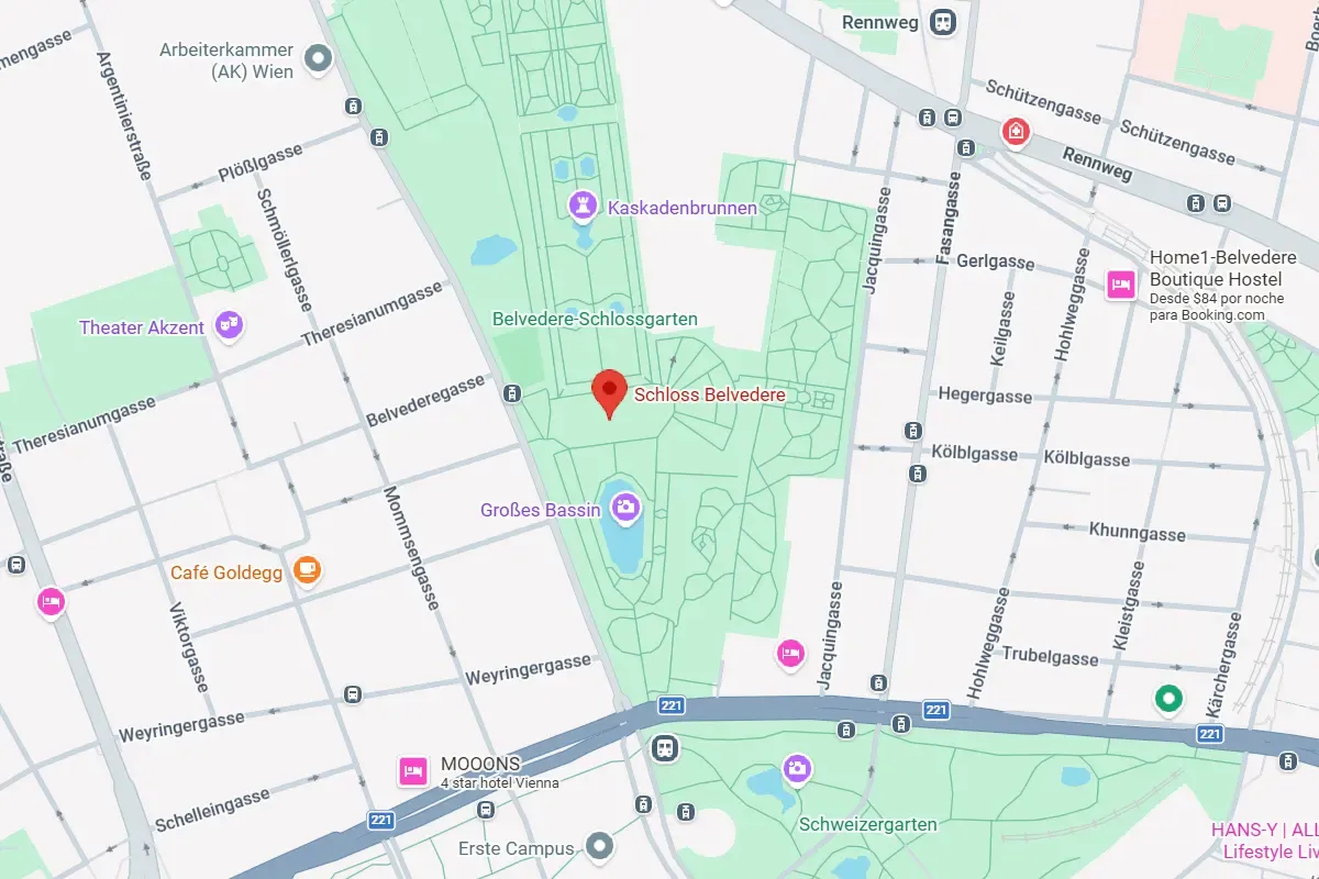 Location of the Belvedere Palace