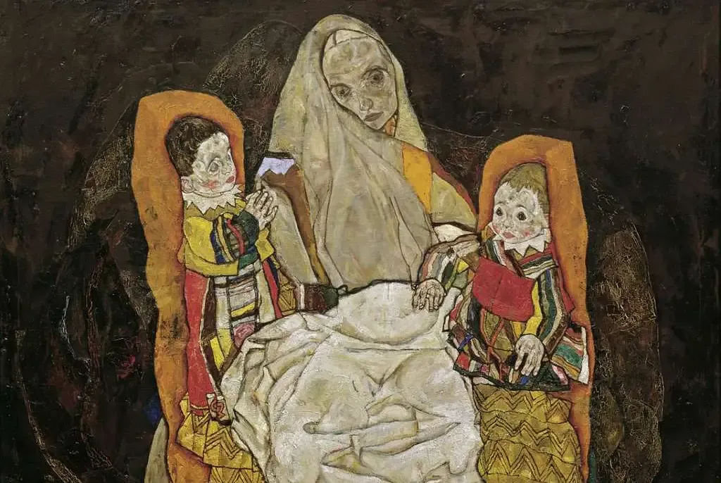 Mother with Two Children III (Egon Schiele Art)