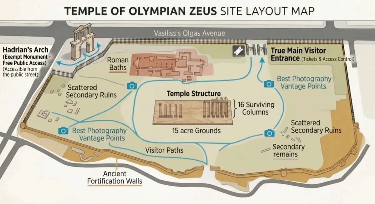 Map of Temple of Olympian Zeus